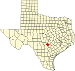 Map of Texas highlighting Comal County